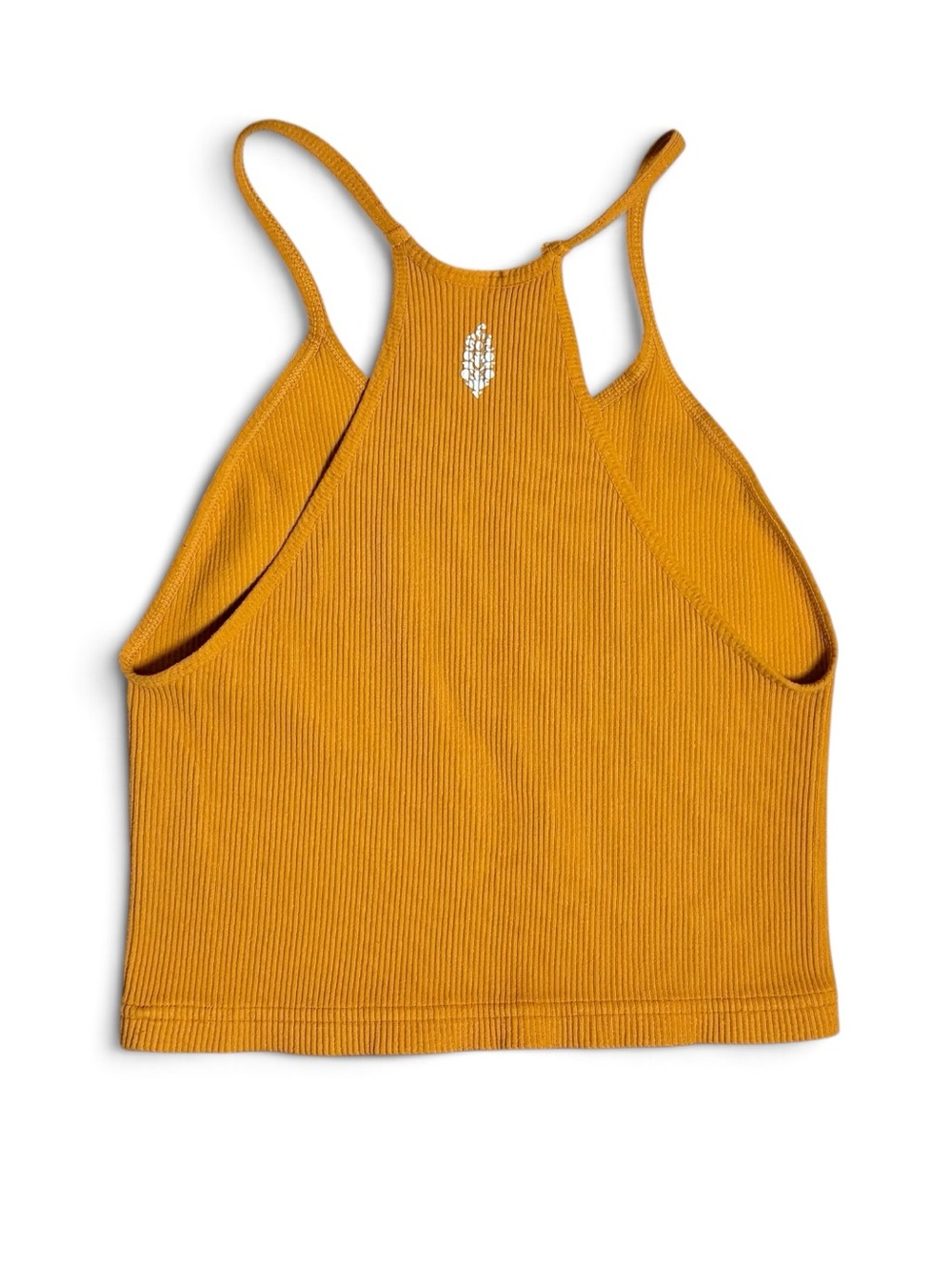 Free People Yellow Ribbed Razor Back Crop Seamless Tank Top - Picture 3 of 6